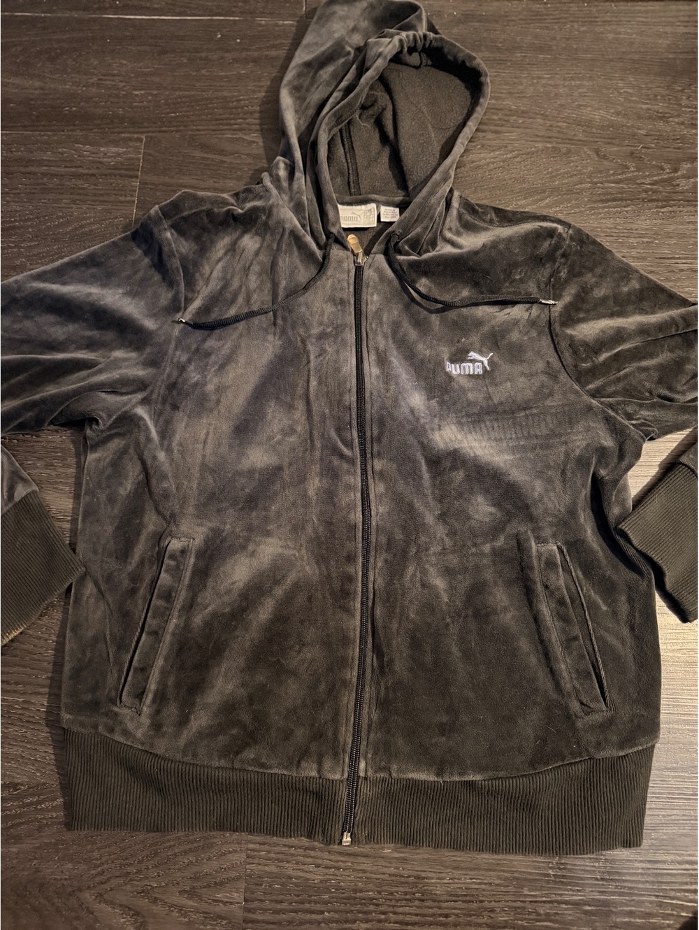 Puma Grey Velour Full-Zip Track Hoodie